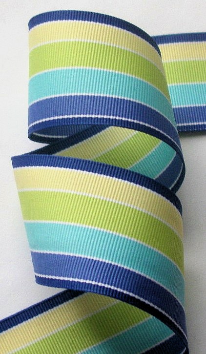 GGS60091  1 1/2" (5 YDS)  STRIPES BLUE/LIME